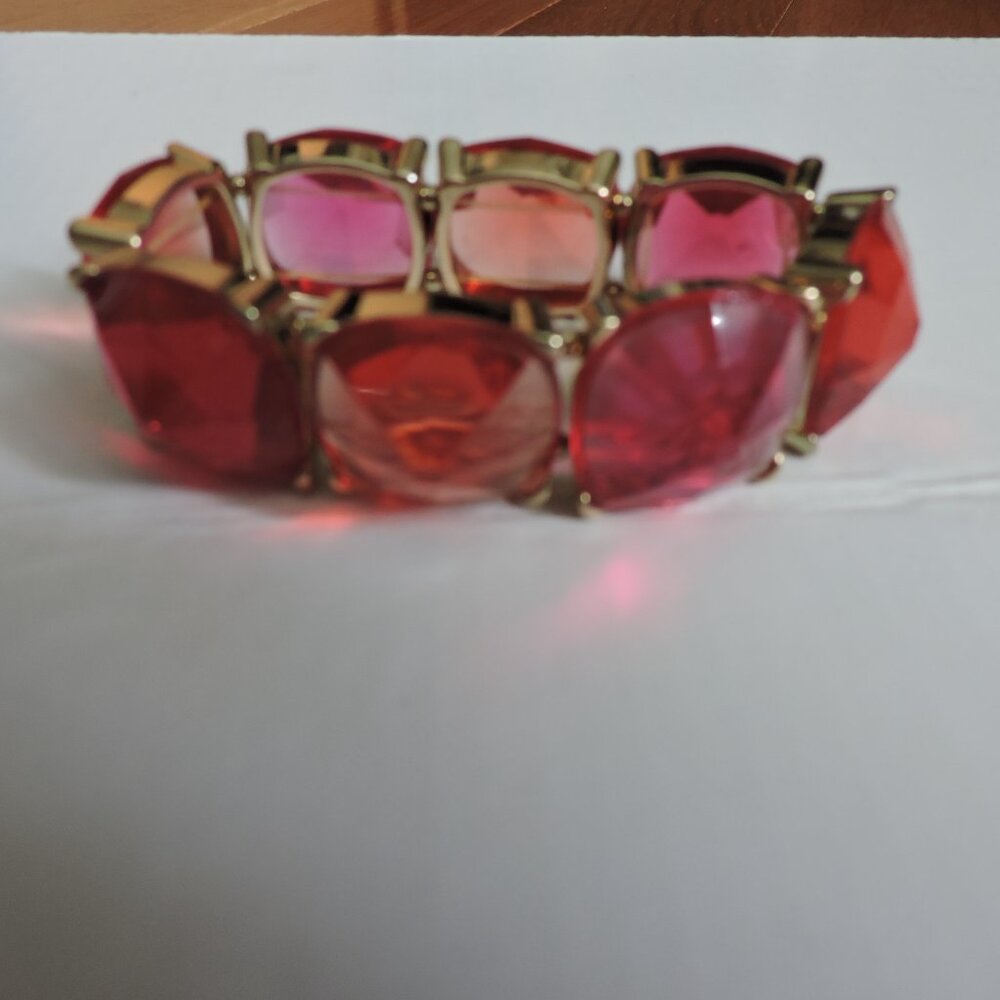 Red and Bright Pink Stretch Bracelet